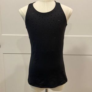 All in Motion black tank top with added Preciosa rhinestones in Girls XL (14)